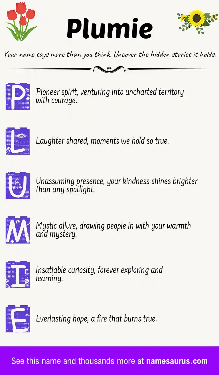 Acrostic poem about Plumie.