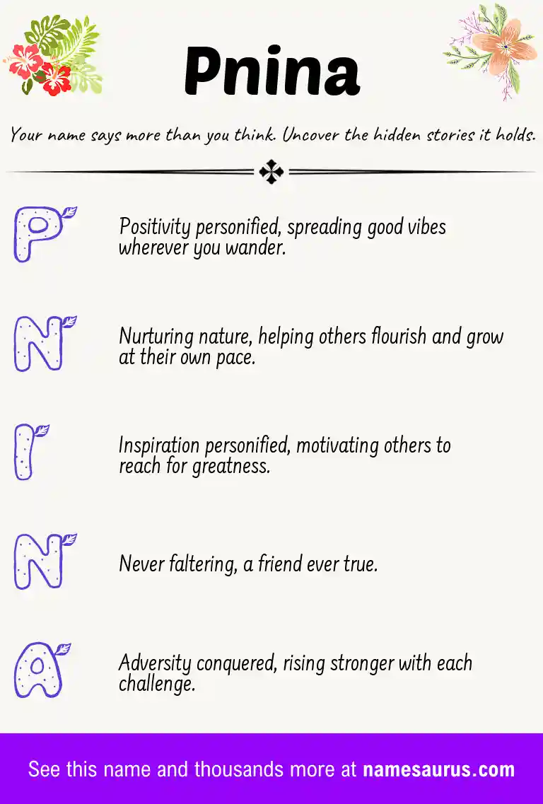 Acrostic poem about Pnina.