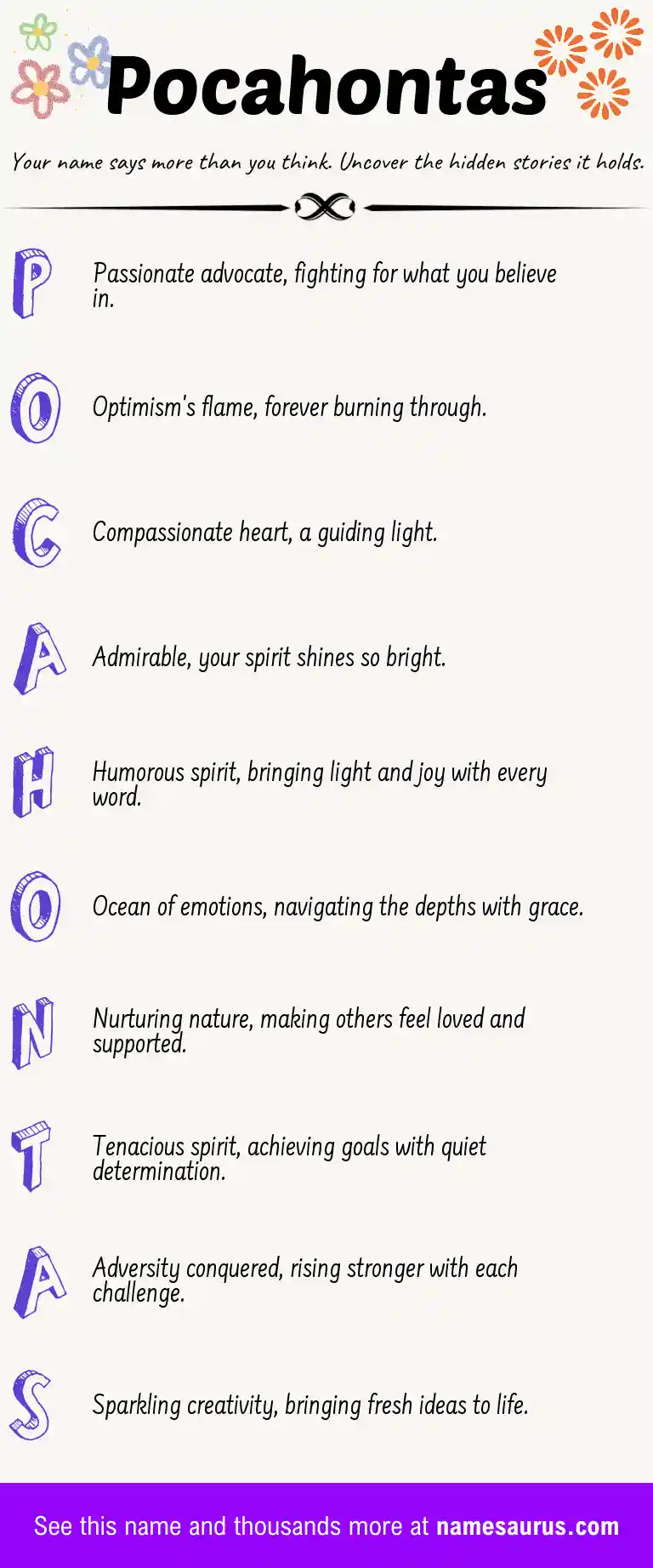 Acrostic poem about Pocahontas.
