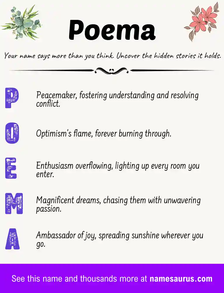 Acrostic poem about Poema.