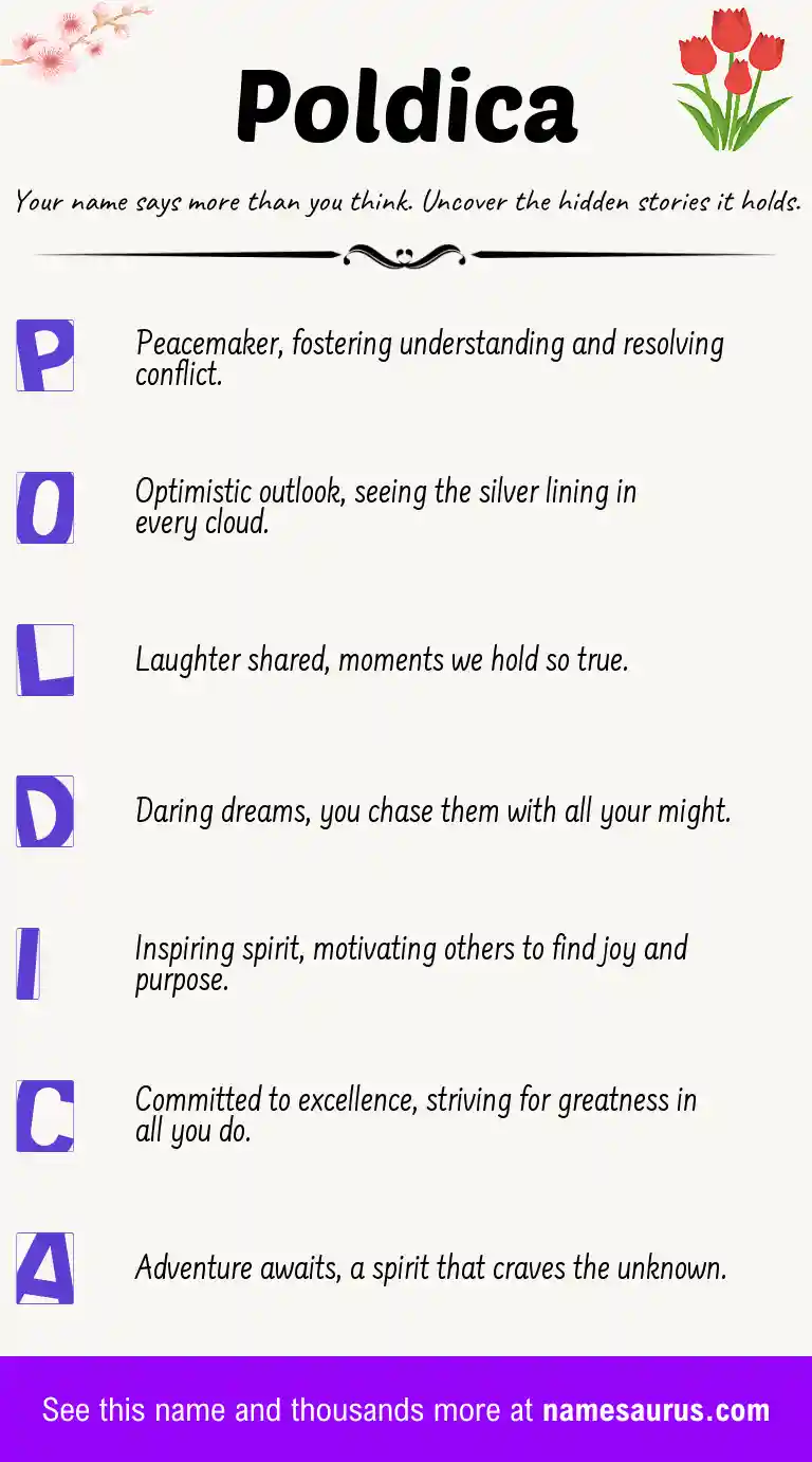 Acrostic poem about Poldica.