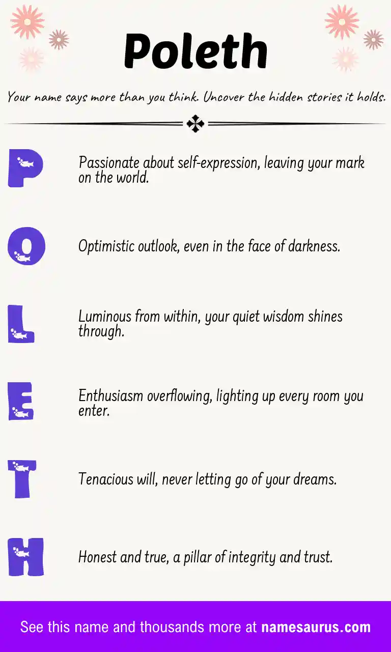 Acrostic poem about Poleth.