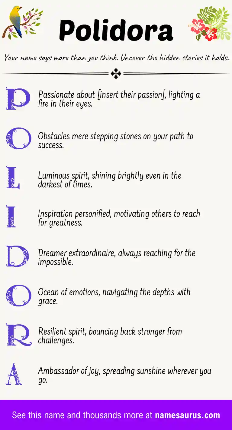 Acrostic poem about Polidora.