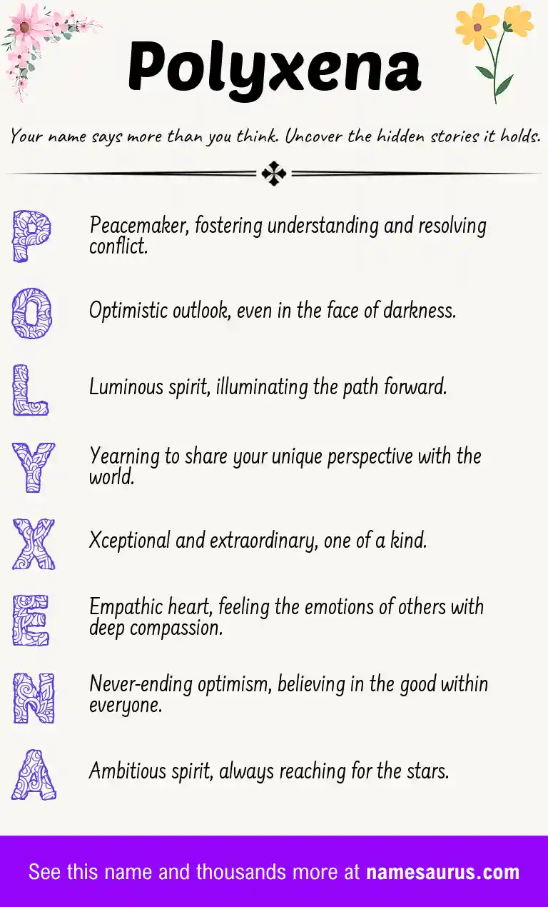 Acrostic poem about Polyxena.
