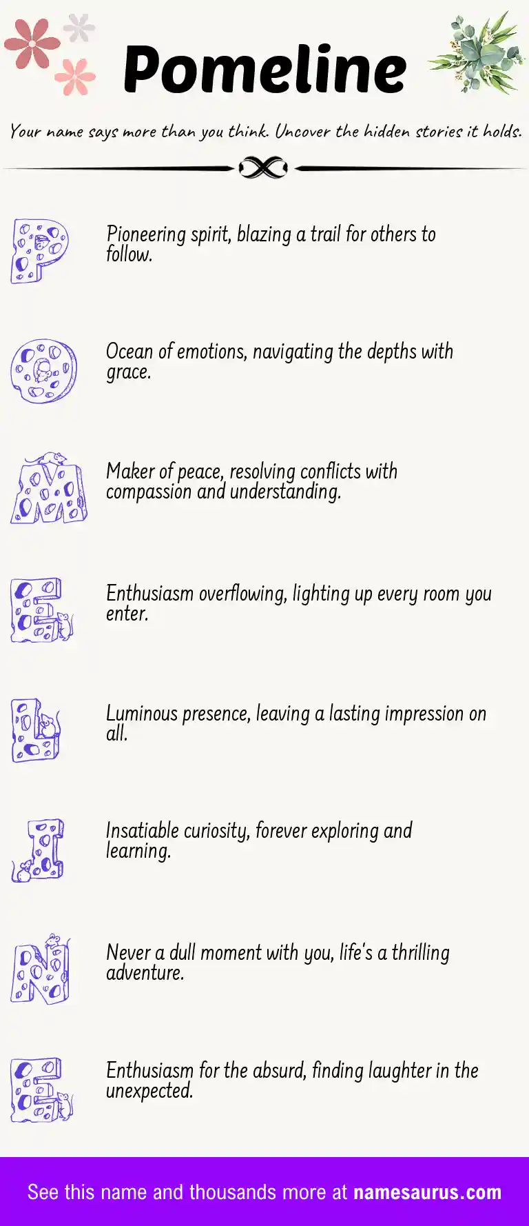 Acrostic poem about Pomeline.