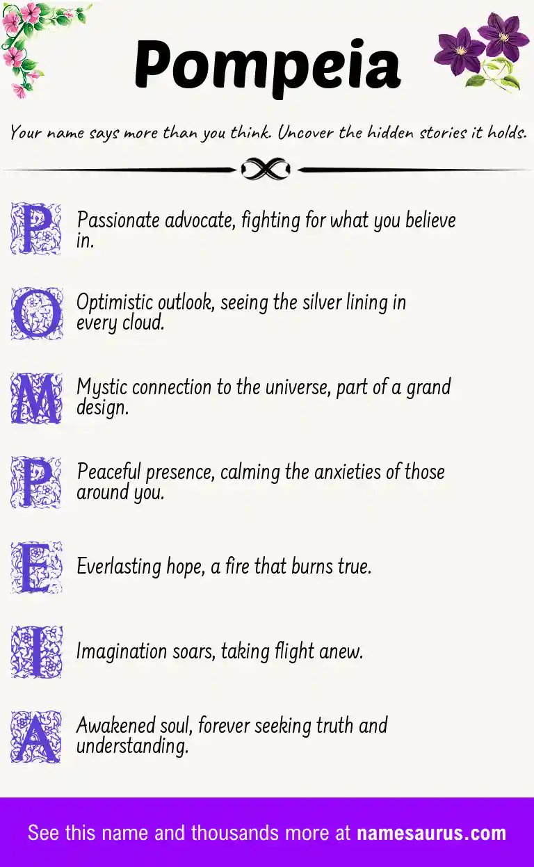 Acrostic poem about Pompeia.