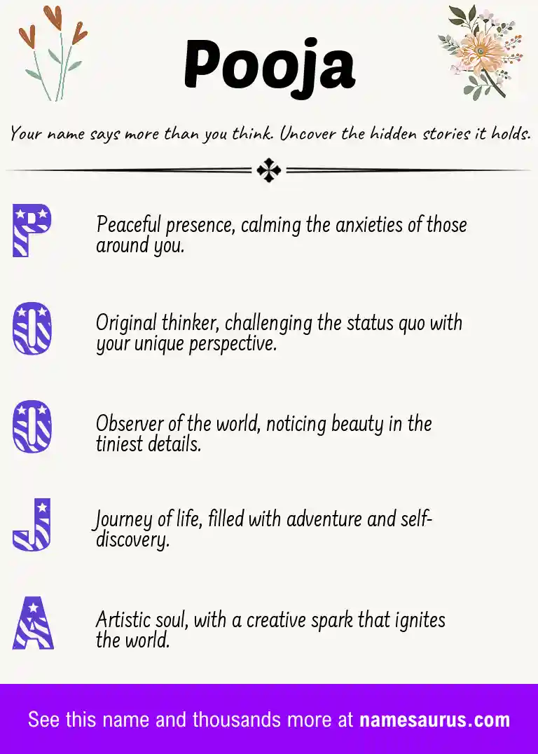 Acrostic poem about Pooja.