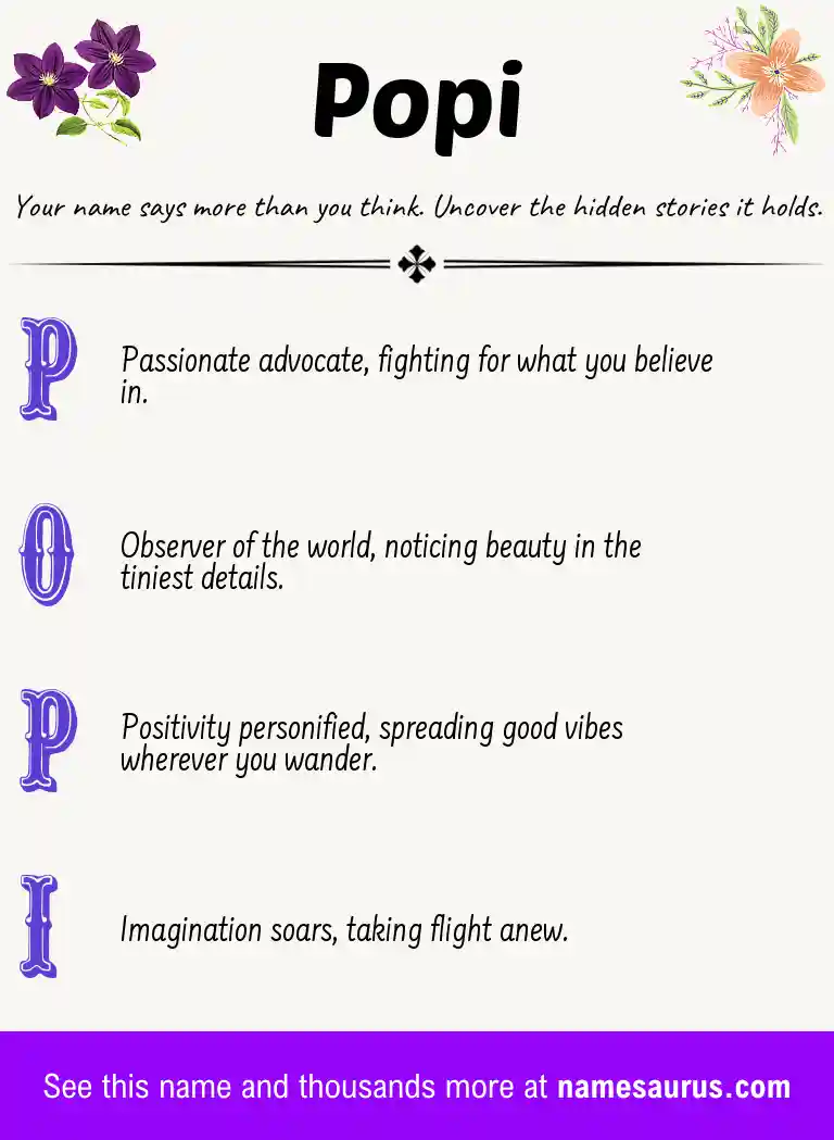 Acrostic poem about Popi.