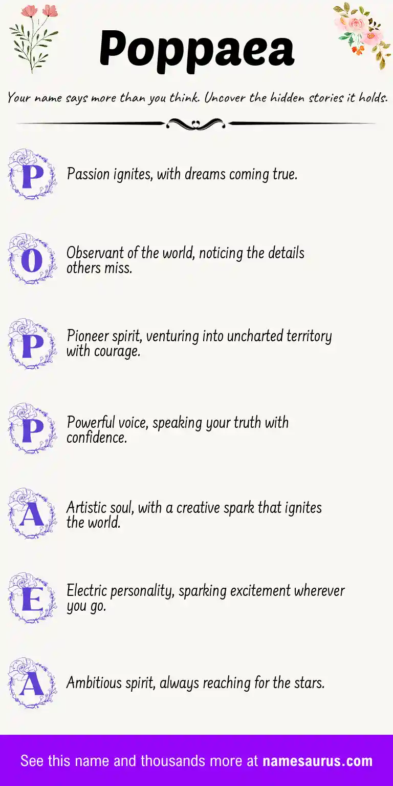Acrostic poem about Poppaea.