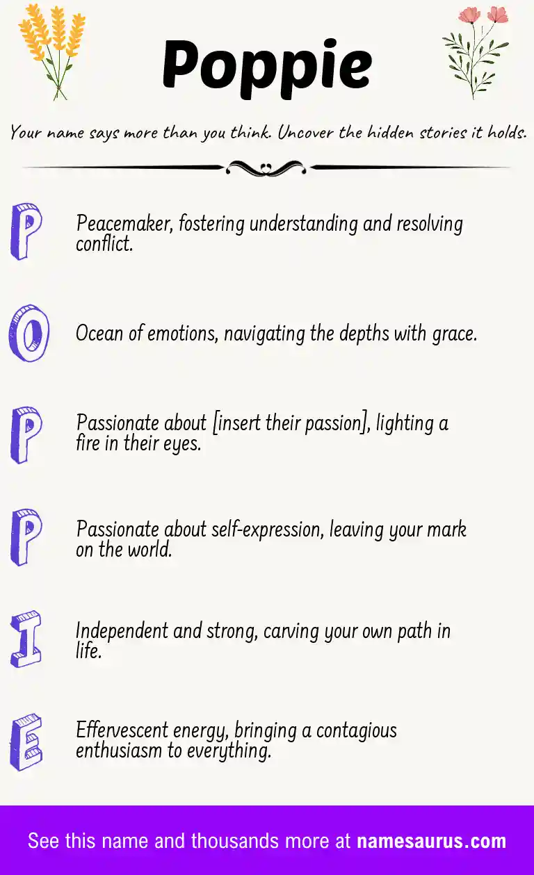 Acrostic poem about Poppie.