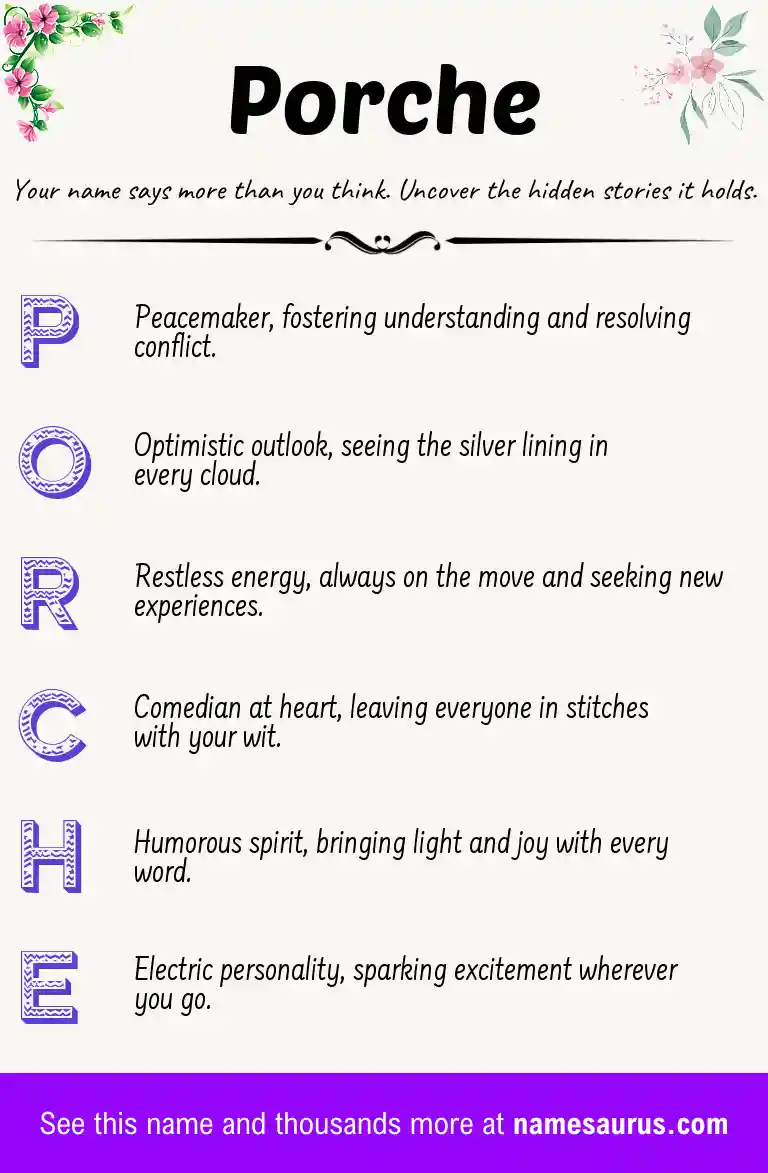 Acrostic poem about Porche.