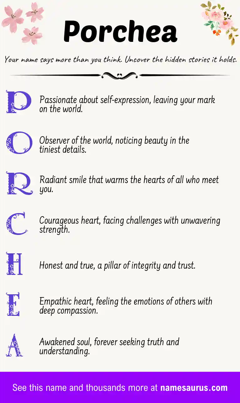 Acrostic poem about Porchea.