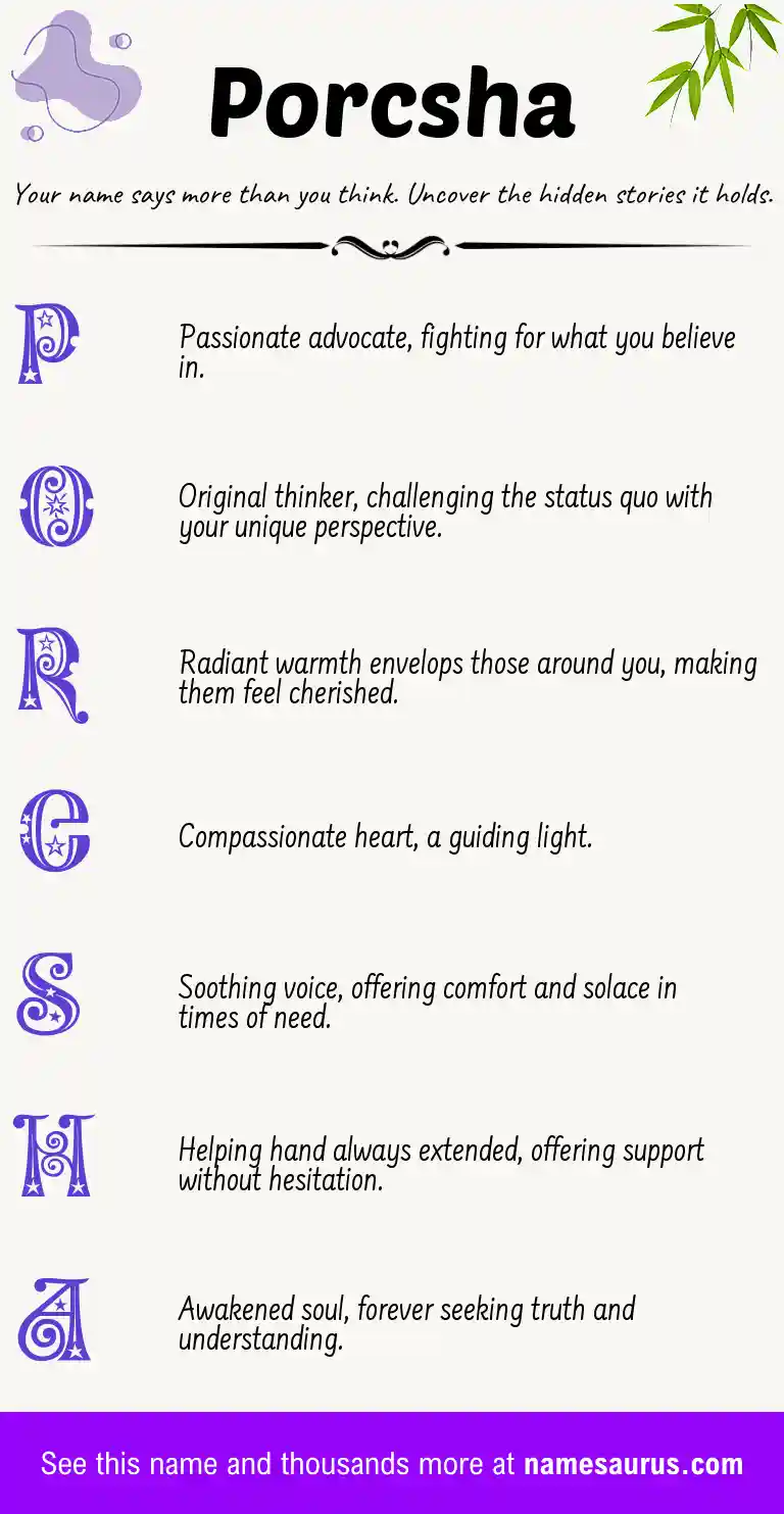 Acrostic poem about Porcsha.