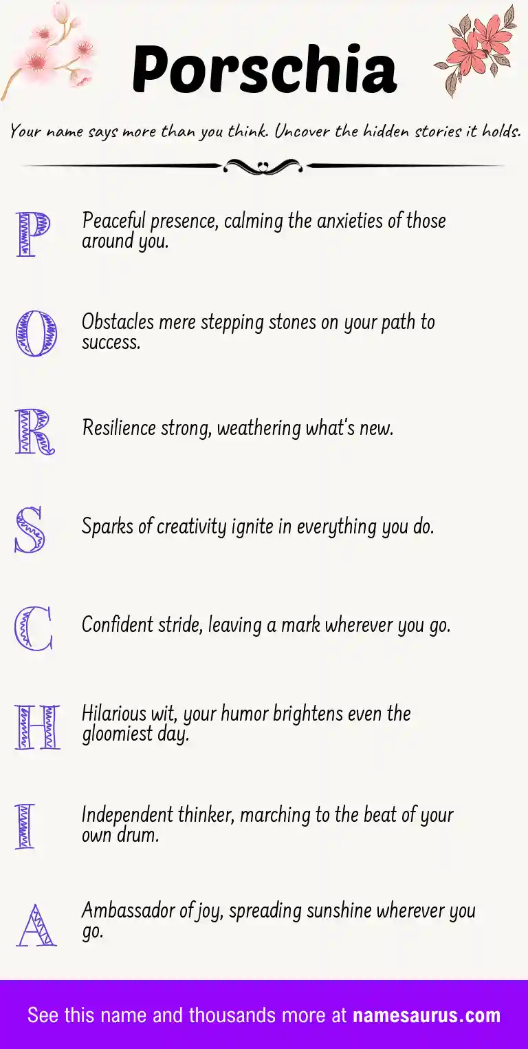 Acrostic poem about Porschia.
