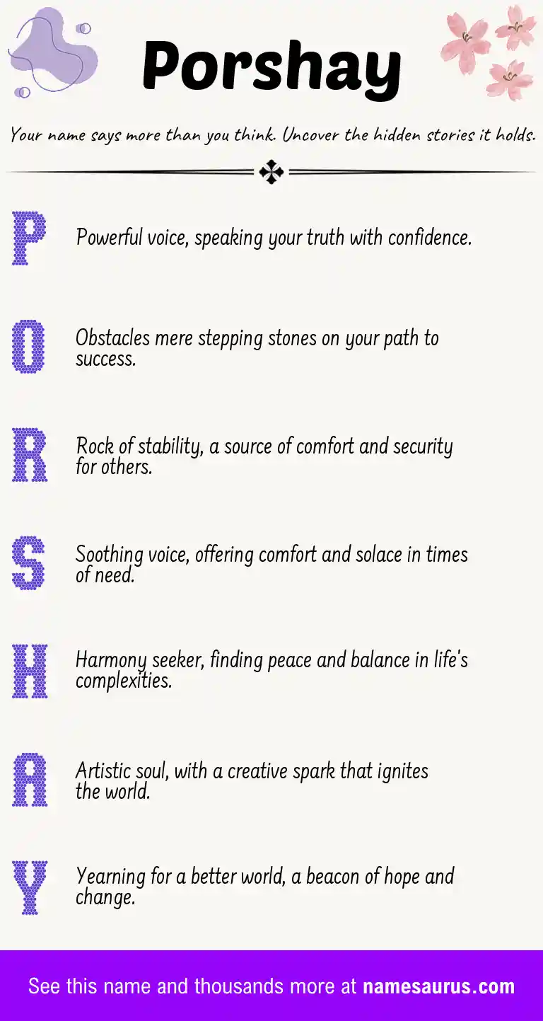 Acrostic poem about Porshay.