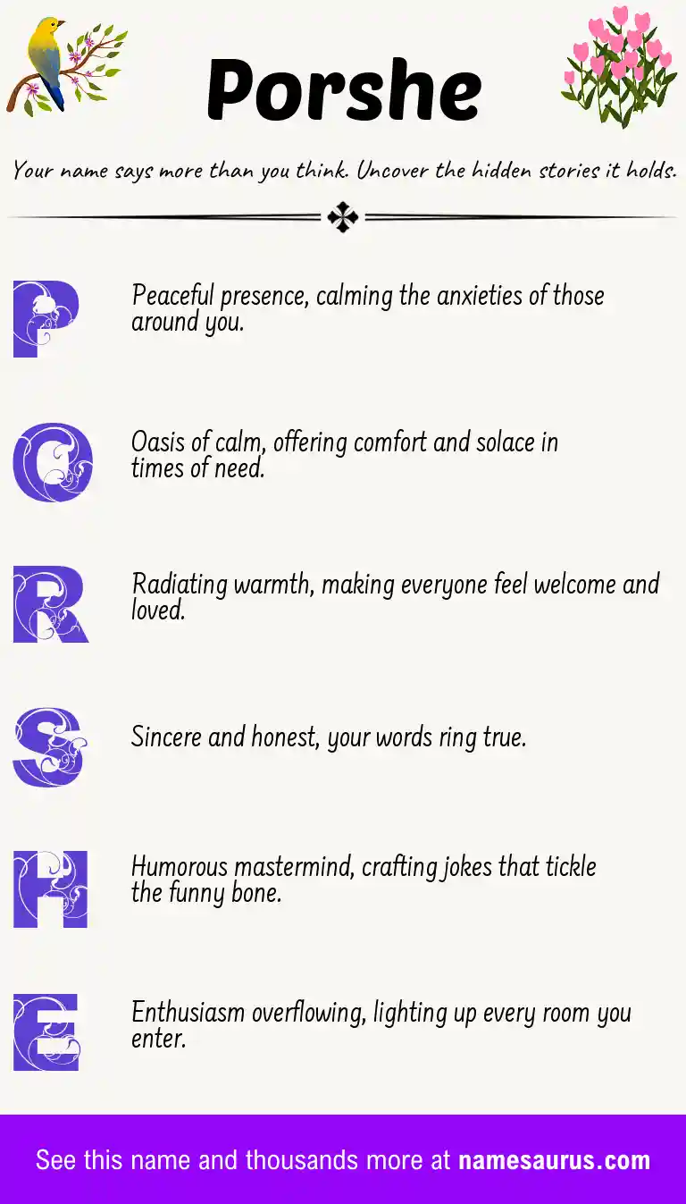 Acrostic poem about Porshe.