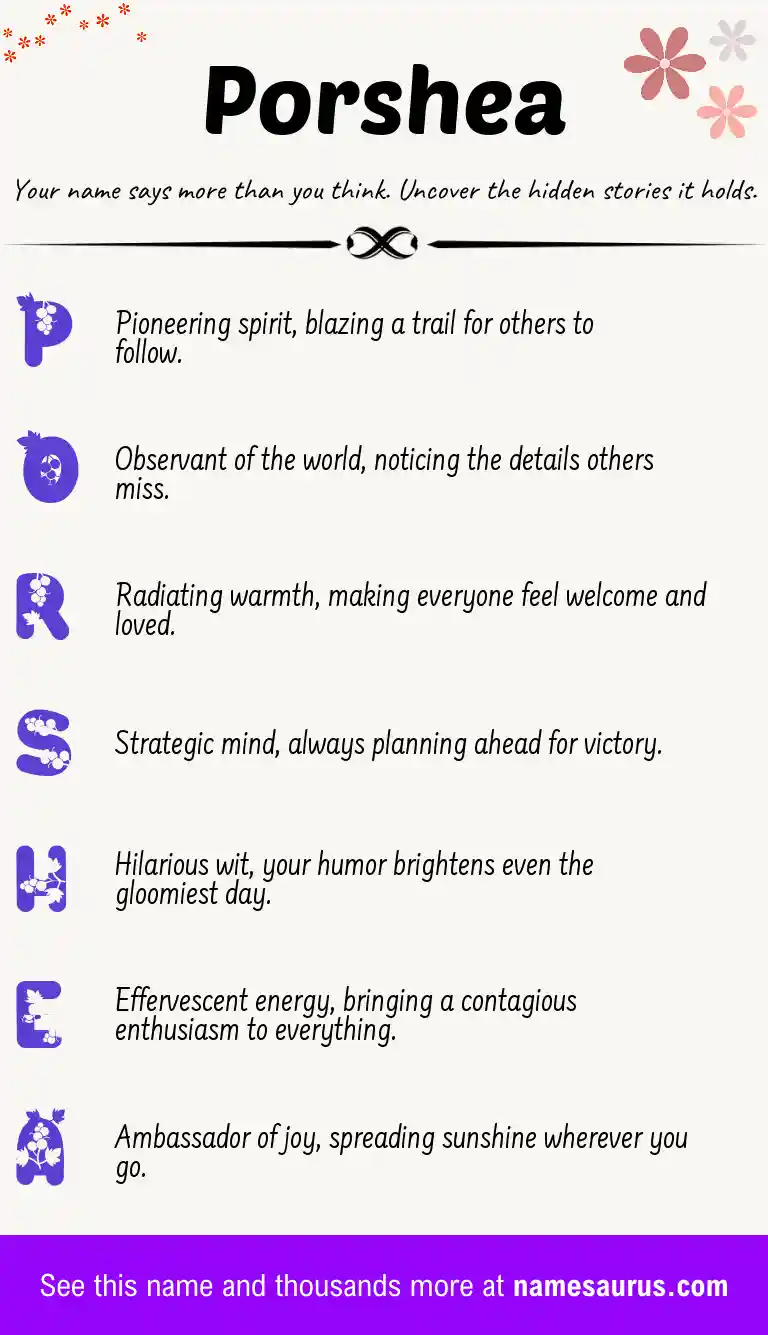Acrostic poem about Porshea.