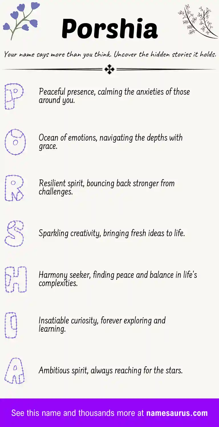 Acrostic poem about Porshia.