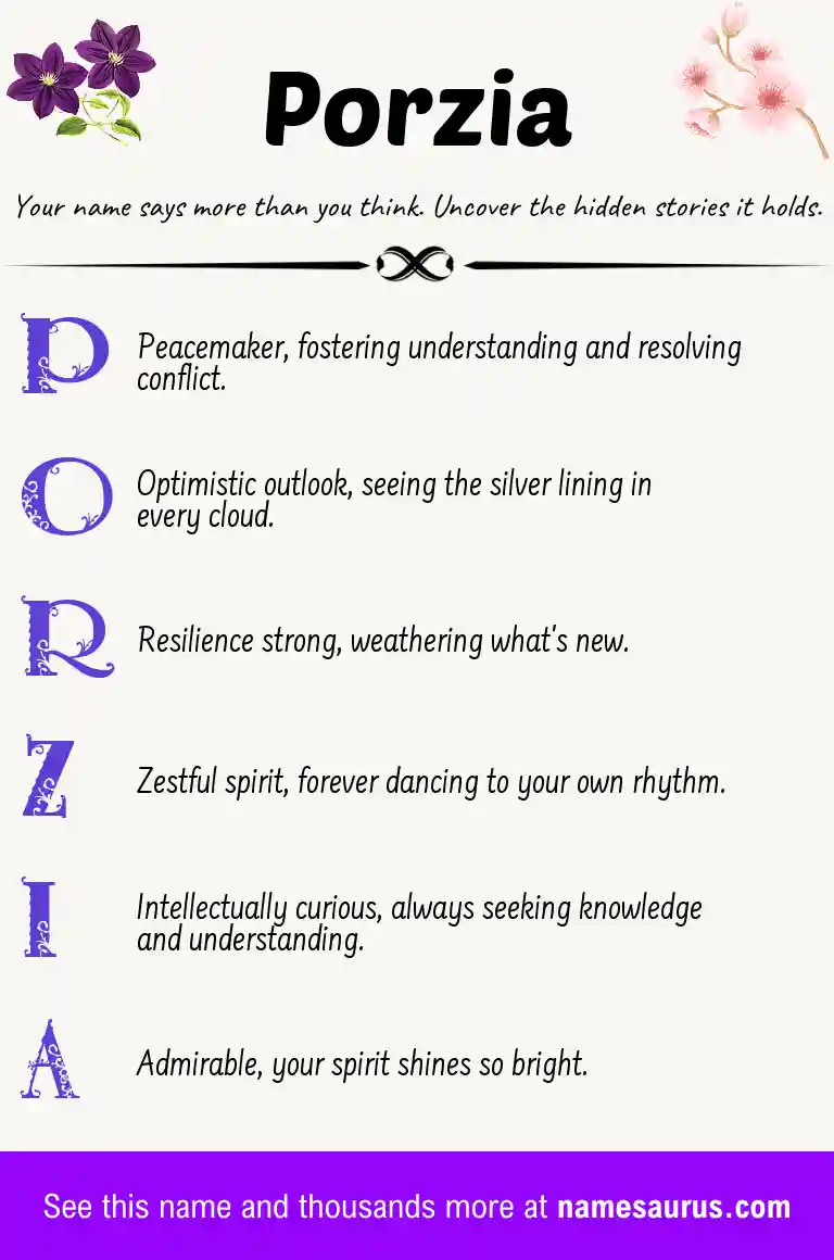 Acrostic poem about Porzia.