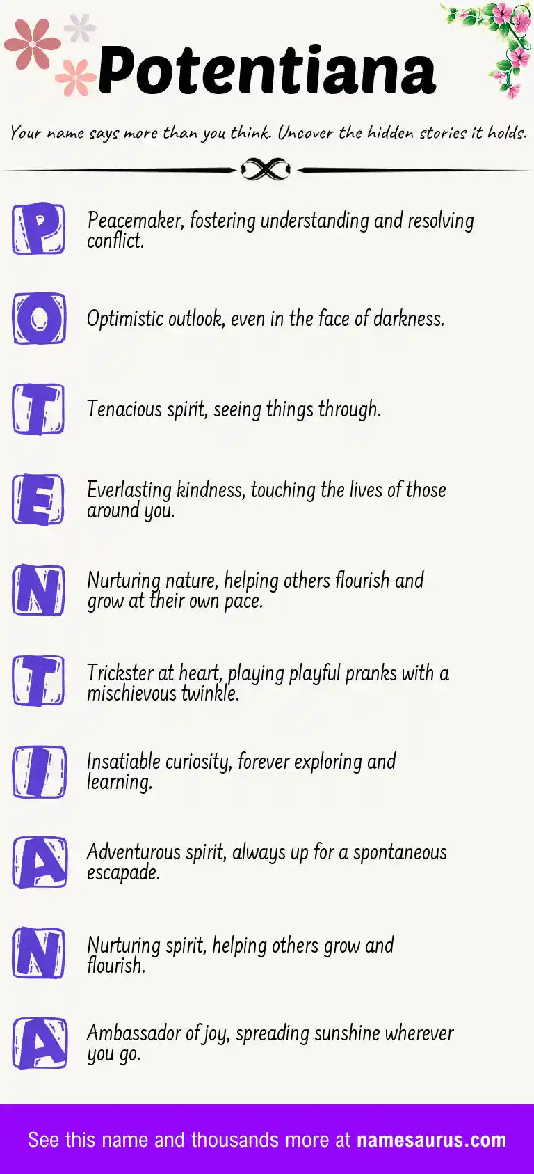 Acrostic poem about Potentiana.