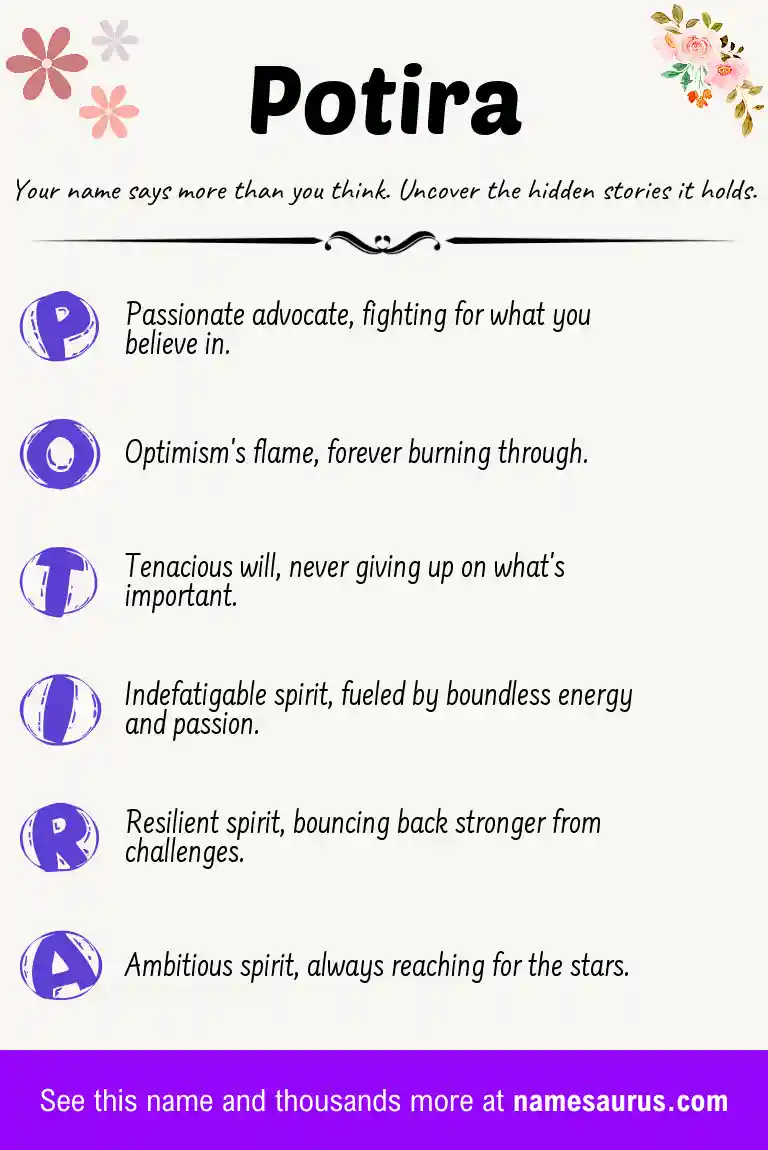 Acrostic poem about Potira.