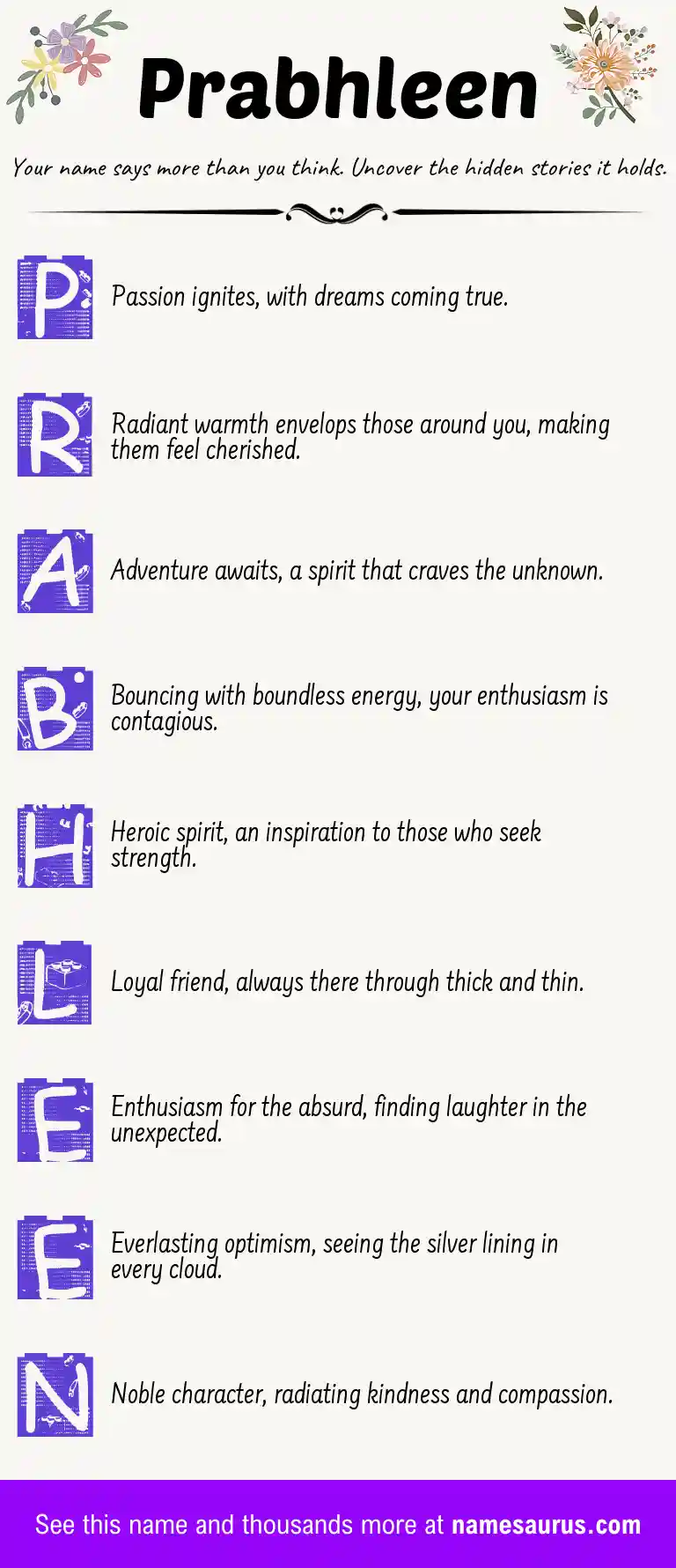 Acrostic poem about Prabhleen.