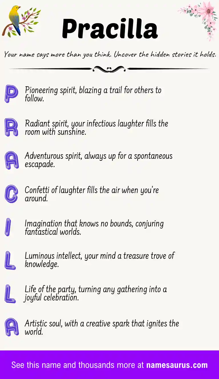 Acrostic poem about Pracilla.