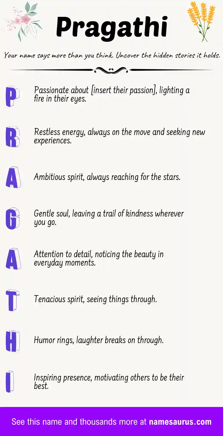 Acrostic poem about Pragathi.