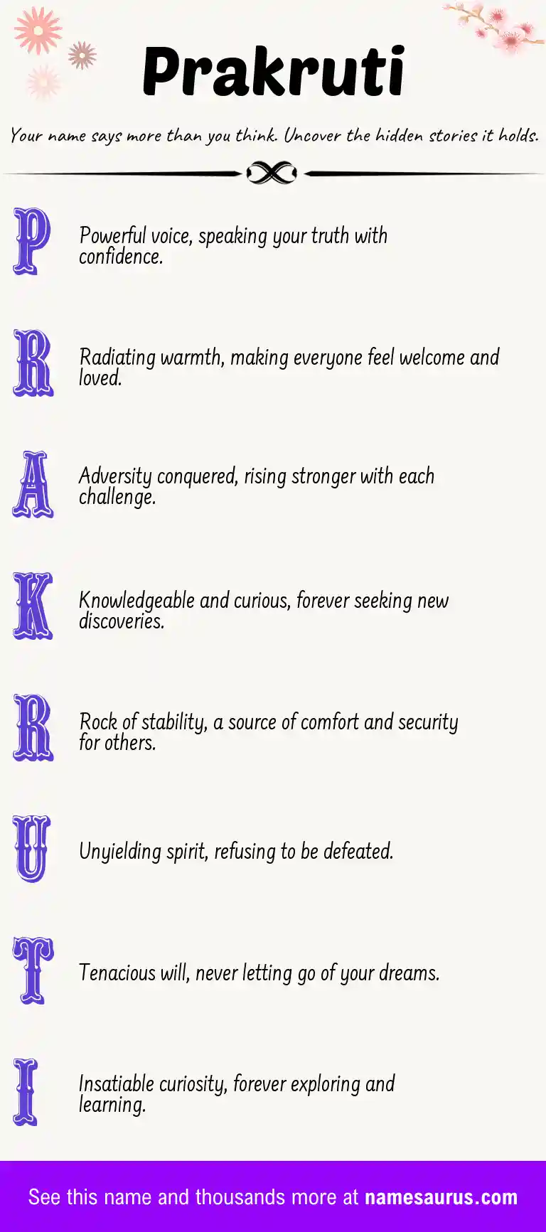 Acrostic poem about Prakruti.