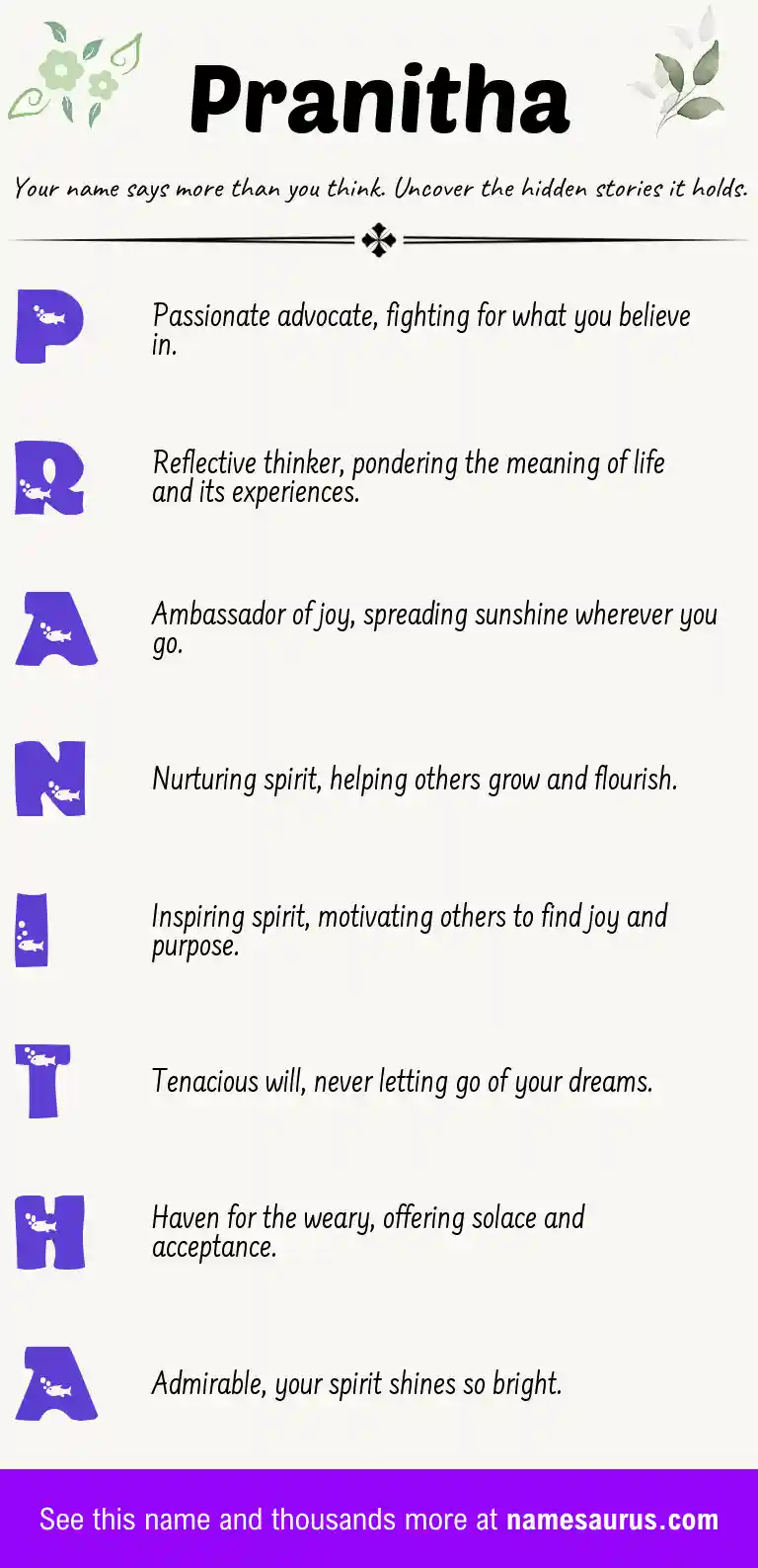 Acrostic poem about Pranitha.