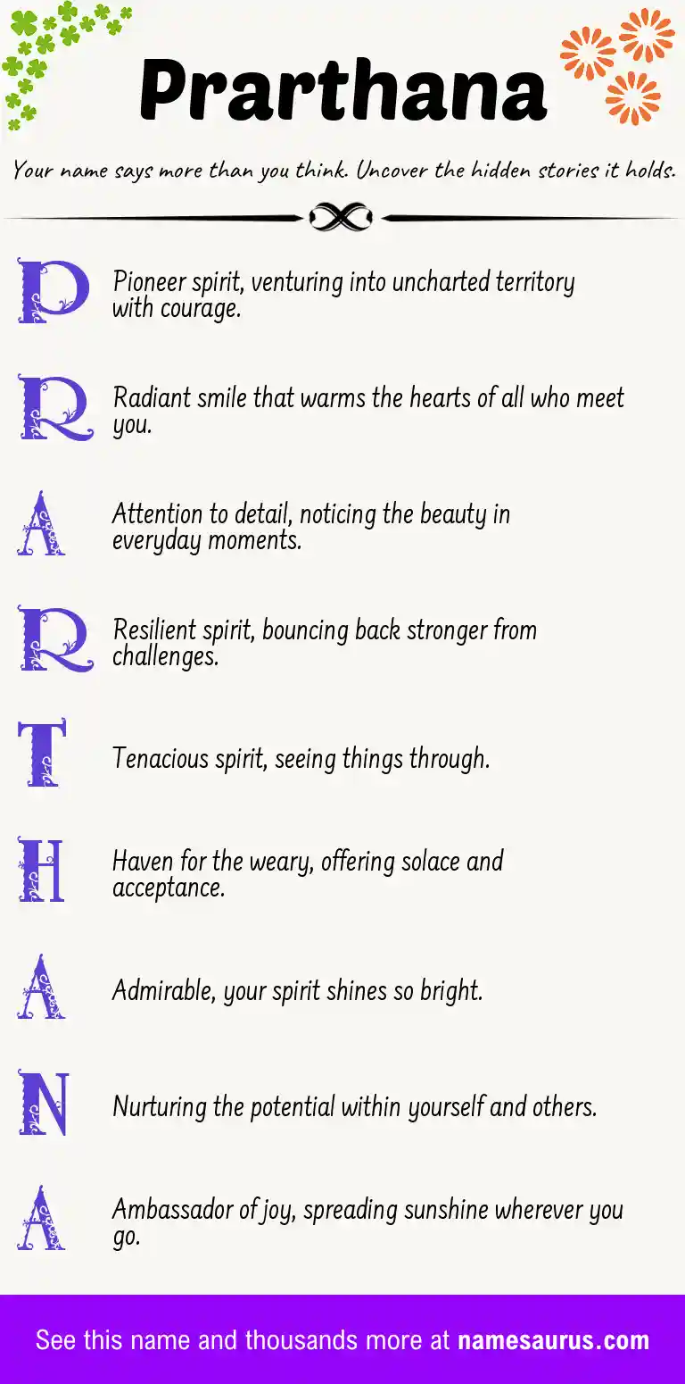 Acrostic poem about Prarthana.