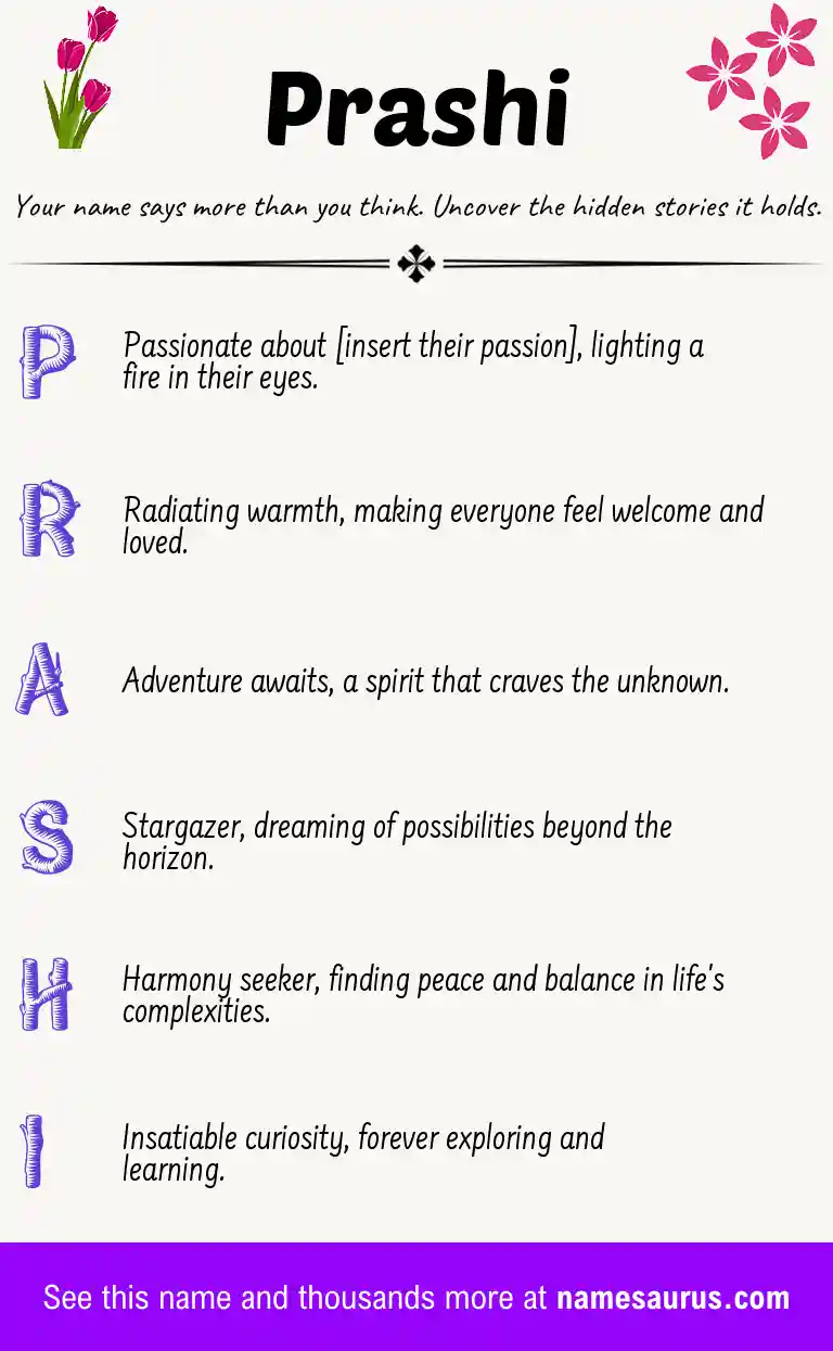 Acrostic poem about Prashi.