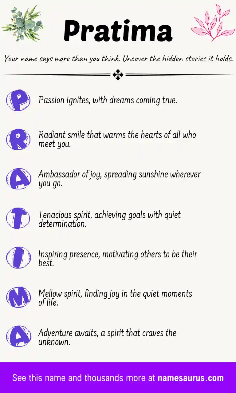 Acrostic poem about Pratima.