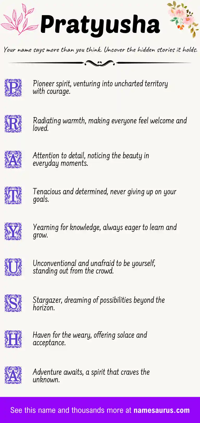 Acrostic poem about Pratyusha.