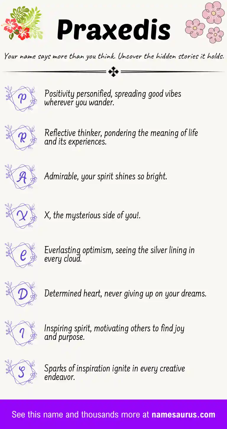 Acrostic poem about Praxedis.