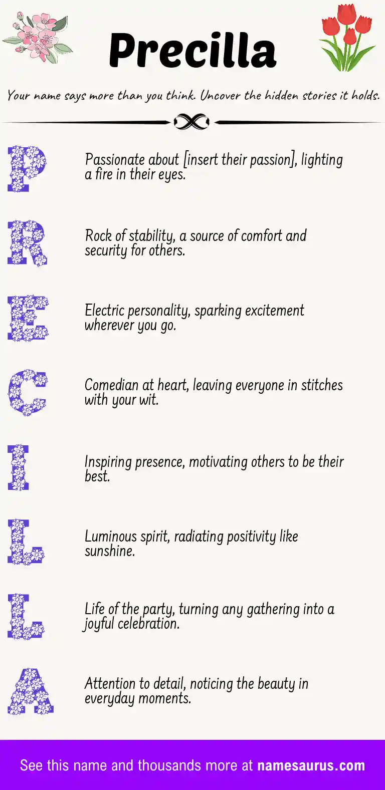 Acrostic poem about Precilla.