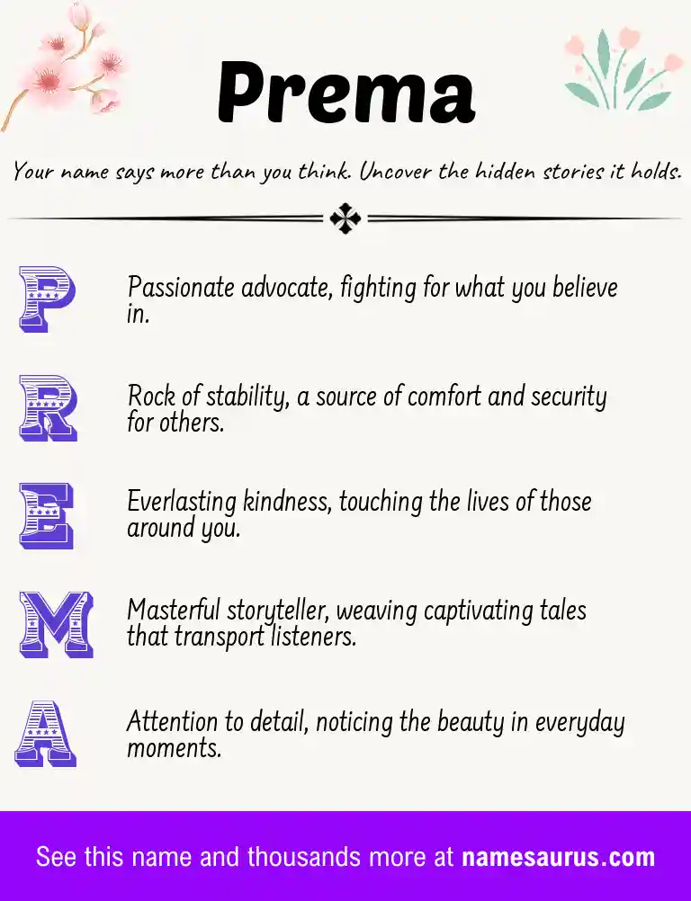 Acrostic poem about Prema.