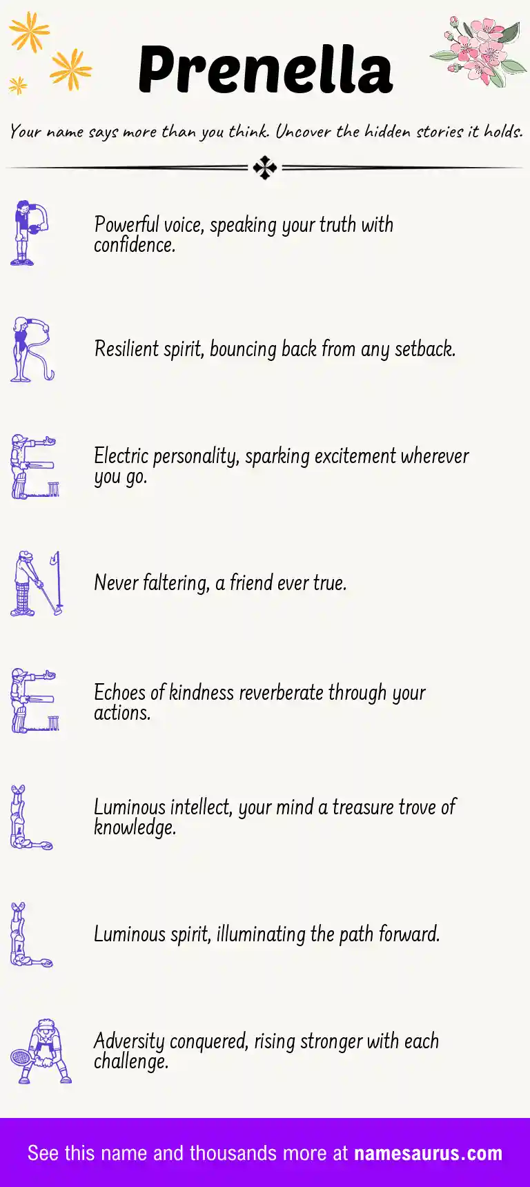 Acrostic poem about Prenella.