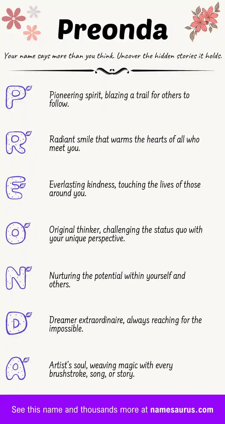 Acrostic poem about Preonda.