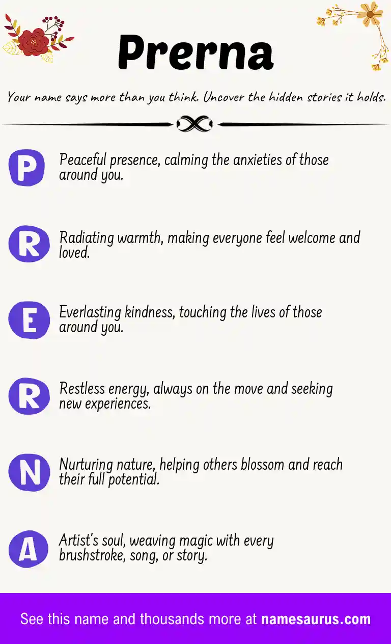 Acrostic poem about Prerna.