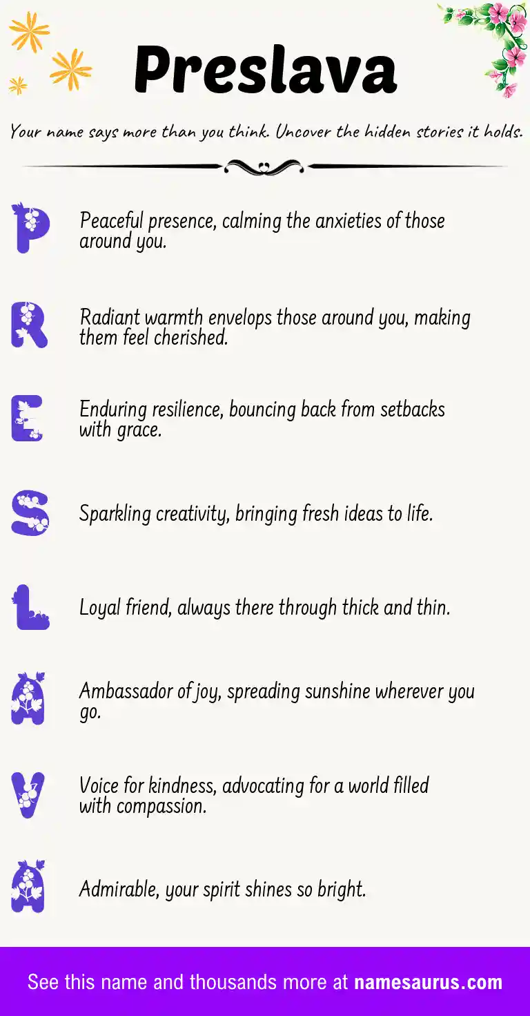 Acrostic poem about Preslava.