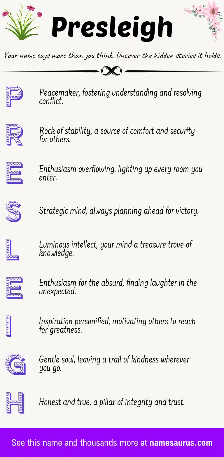 Acrostic poem about Presleigh.