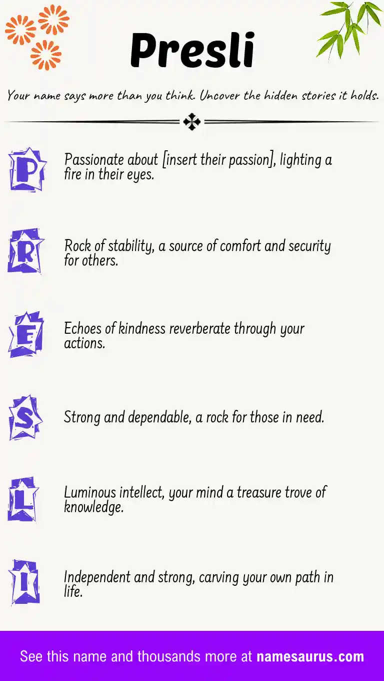 Acrostic poem about Presli.