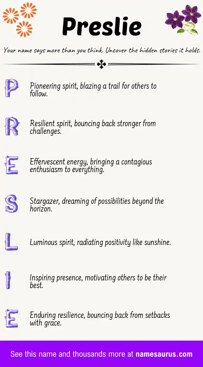 Acrostic poem about Preslie.