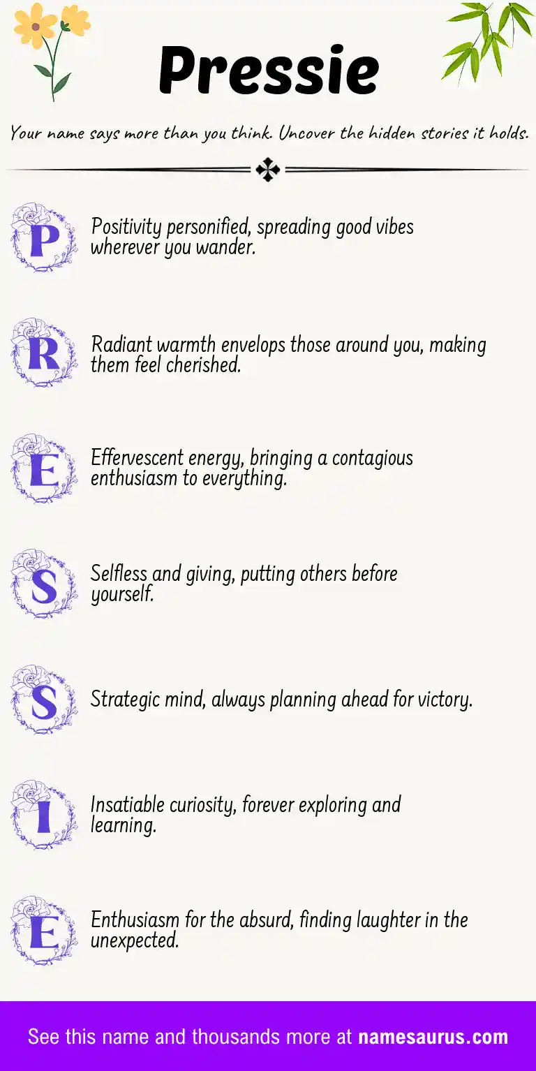 Acrostic poem about Pressie.