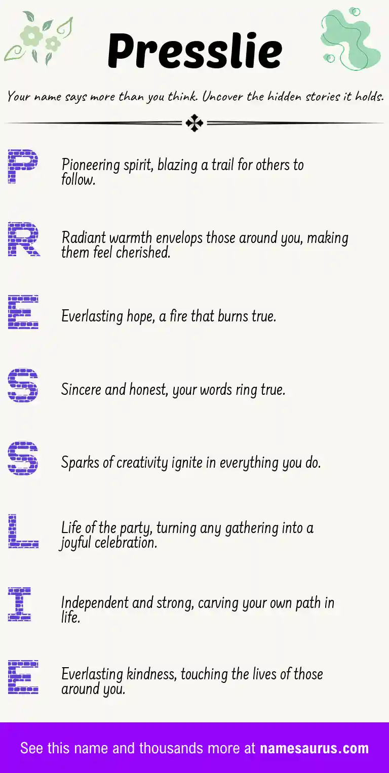 Acrostic poem about Presslie.