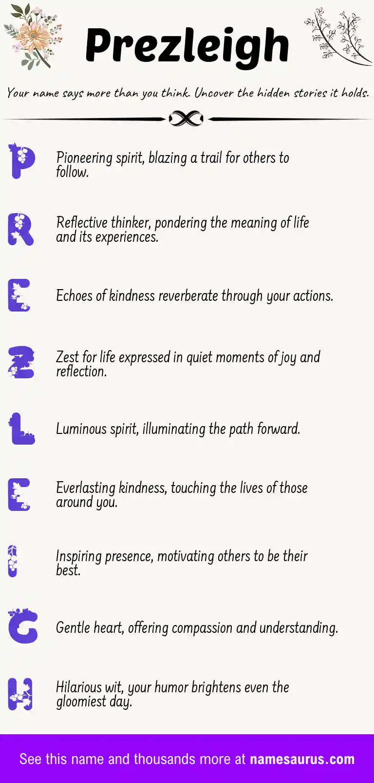 Acrostic poem about Prezleigh.