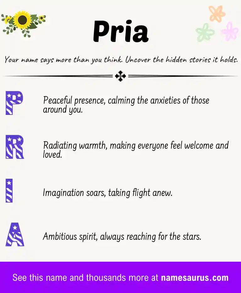 Acrostic poem about Pria.