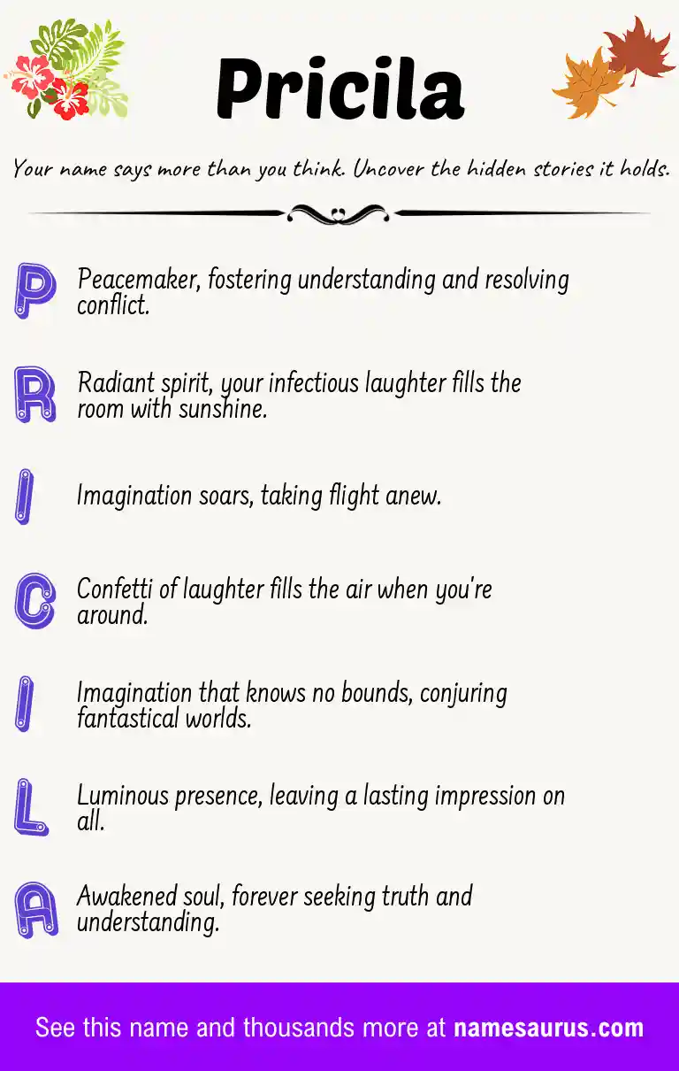 Acrostic poem about Pricila.