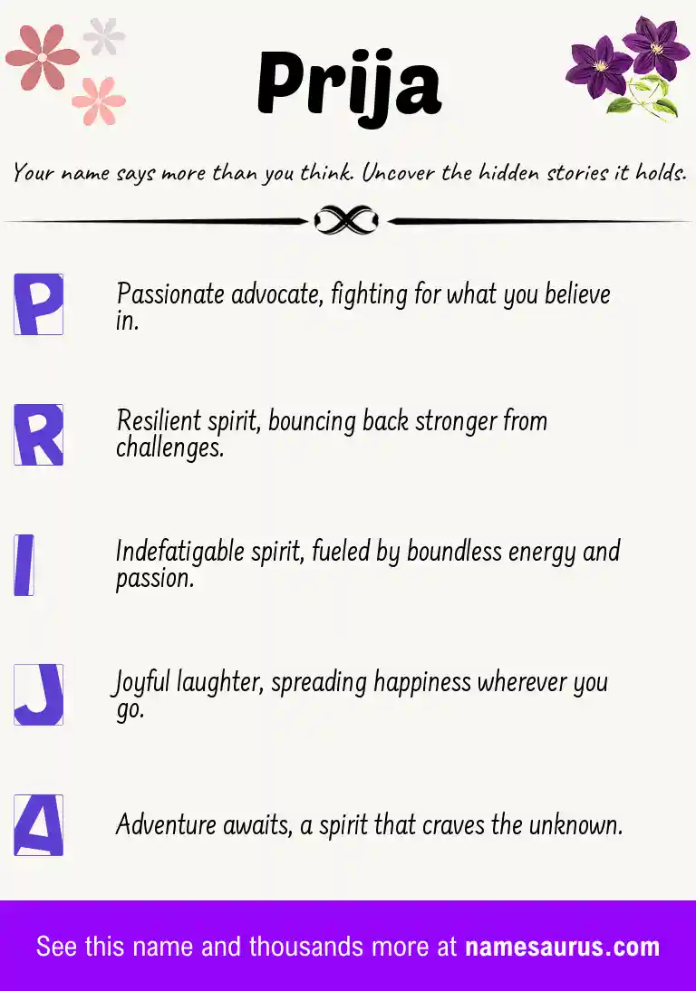 Acrostic poem about Prija.